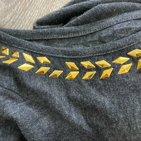 Belldini Gold Neckline Accents Cold Shoulder  Tunic Blouse - Picture 12 of 12